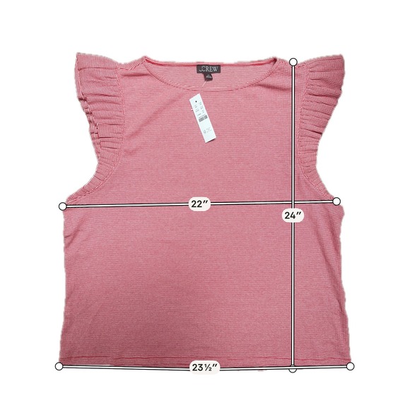 J.Crew Red White Striped Ruffle Flutter Sleeve Knit Top Size 3X NEW - Picture 6 of 8